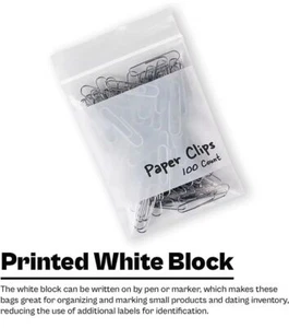 500/PCS White Block 2"x3" Clear Reclosable Seal Bag Plastic Zip Lock Bags 4Mil - Picture 1 of 6