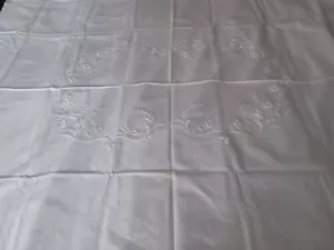 White Embroidered Tablecloth 52" X 62" White Raised Embroidery NWOP - Picture 1 of 5