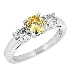 November Birthstone Ring Yellow Cubic Zirconia Stainless Steel Band Sizes 3-10 - Picture 1 of 5