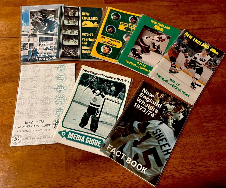 1972-79 Complete New England Whalers WHA Media Guide Lot. Super high end. - Image 1 of 4