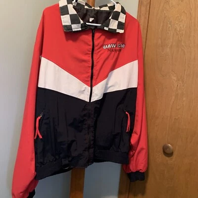 Vintage 80’s UAW Motorsports Racing Windbreaker Jacket Red & Black - Image 1 of 4