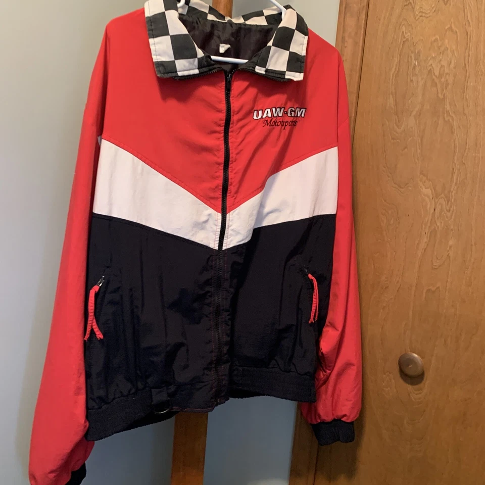 Vintage 80’s UAW Motorsports Racing Windbreaker Jacket Red & Black - Image 1 of 4