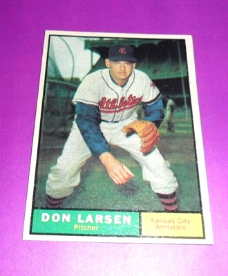 RARE BLANK BACK ERROR 1961 Topps Don Larsen KANSAS CITY & PERFECT GAME YANKEES ⚾ - Image 1 of 3