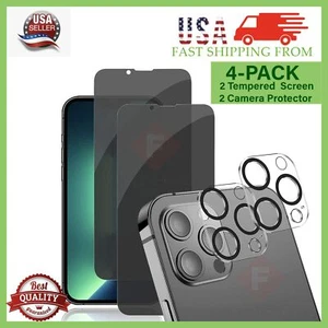 For iPhone 15 14 13 12 X Pro Max Privacy Glass Screen Protector Camera Protector - Picture 1 of 15