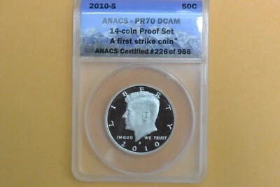 2010-S Kennedy CLAD Half Dollar ANACS PR70DCAM - First Strike - Image 1 of 4