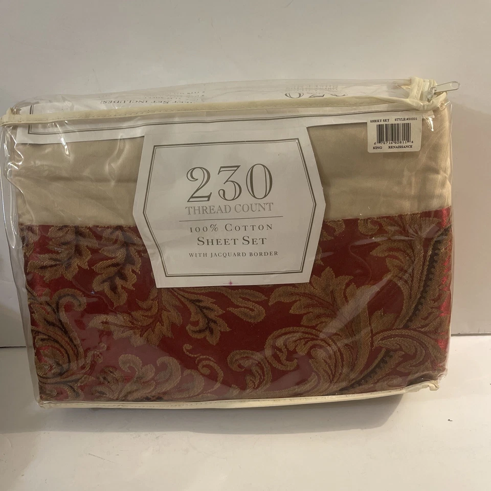 Renaissance King sheet Set 230 threads 100% Cotton Jacquard Border JLA Home - Изображение 1 из 4