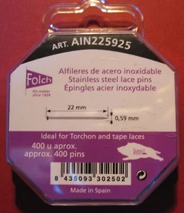 22mm x 0.59mm 400 pins STAINLESS STEEL LACE MAKING/BRIDAL/SATIN/WEDDING PINS - Picture 1 of 2