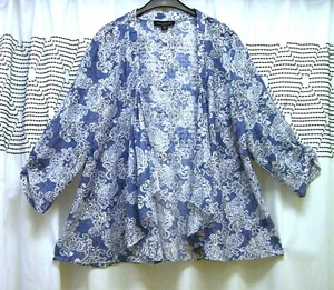 Perception Dressy Lace Jacket open swinging blue/white floral, 3/4 sleeves 22W - Picture 1 of 9