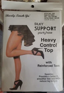 NIP Sheerly Touch-Ya Black Silky Support Pantyhose Heavy Control Top Petite/Med - Picture 1 of 6