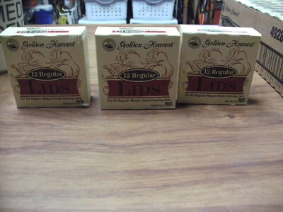 Tapas de enlatado de metal Golden Harvest frascos tamaño boca regular 36 tapas/3 cajas Foto 1 de 4