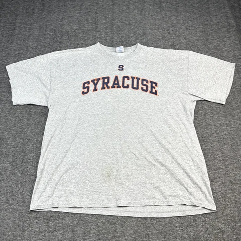 Syracuse University College Shirt Adult XXL 2XL Gray Short Sleeve Spellout Mens Cover