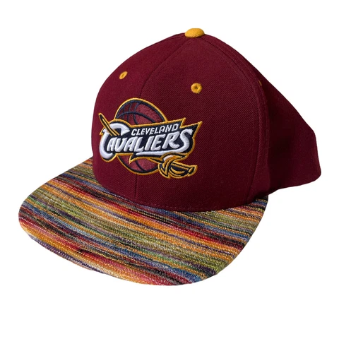 Cleveland Cavaliers Mitchell & Ness Burgundy/Multi Color Hat- Snapback Cover