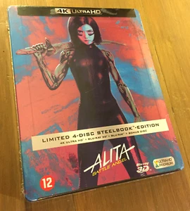 Alita Battle Angel 4K 3D Blu ray Steelbook Limited Edition 4 Disc Set NEW SEALED - Picture 1 of 7