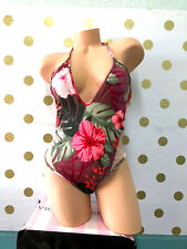 Victorias Secret Pink One Piece Plunge Swimsuit Tropical Floral Print S,M,L NWT