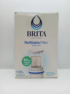 Brita Refillable Water Filtration Starter Kit 1 Reusable Shell & 3 Refills - Picture 1 of 3