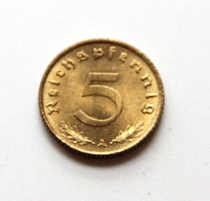 Nazi , 5 Pfennig  1939 A, stempelglanz