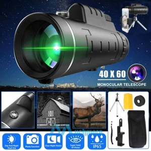 2023 Day/Night 40x60 Zoom Monocular Telescope Dual Focus Waterproof+Tripod+Clip - Picture 1 of 15