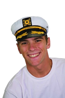 Deluxe Yacht Cap Captain Hat Costume Accessory Adult Sailor Navy Pilot - Image 1 of 2