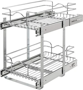 Rev-A-Shelf 5WB2-1218CR-1 12 x 18 Inch 2-Tier Wire Basket Pull Out Shelf - Picture 1 of 5