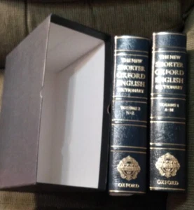 NEW Calfskin Leather Shorter Oxford English Dictionary 2 Volume Box Set 1993 - Picture 1 of 12