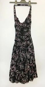 Diane von Furstenberg Black Floral Silk Halter Neck Dress Size 4 / UK 8 - (#D52) - Picture 1 of 5
