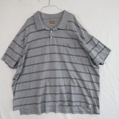 Foundry Supply Polo Shirt Mens 5XL Casual Knit Pocket Gray Striped Short Sleeve - Image 1 of 4