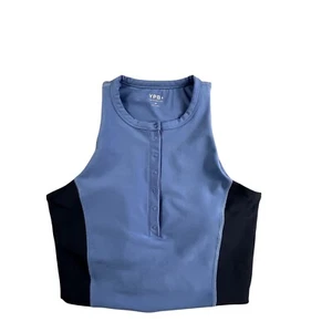 Abercrombie YPB Women's Medium Blue Snap Button Tank Top Crop Top Activewear Y2K - Picture 1 of 11