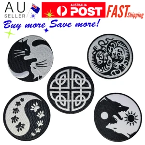 Dog Cat Paw Dragon Wolf Yin Yang Celtic Knot Iron on Patch Pet Animal Claw (1PC) - Picture 1 of 13