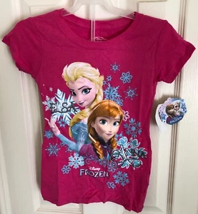 Disney Frozen Elsa & Anna Small Pink T-shirt - Brand New With Tag Fast Shipping! - Picture 1 of 2