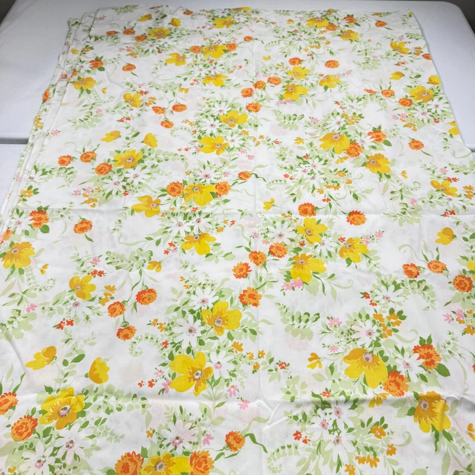 复古 jcpenney 平板双橙色黄色大号花卉花朵 y2k 1487-30 — 第 1/4 张图片