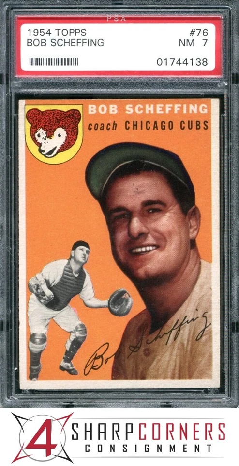 1954 TOPPS #76 BOB SCHEFFING CUBS PSA 7 - Image 1 of 4