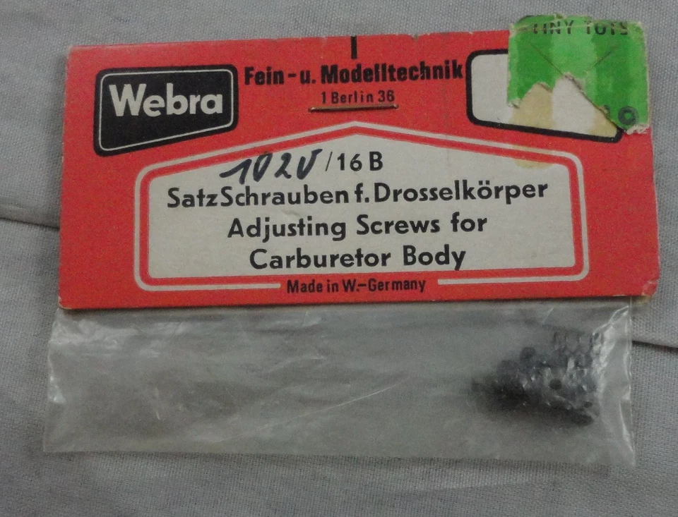 Webra Carburetor Adjusting Screws for WEBRA .60 Nitro Engine WEB1020/16B - Image 1 of 1