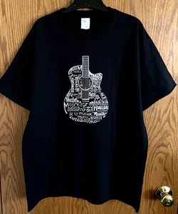 Camiseta negra LA Pop Art Guitar Music 100 % algodón mangas cortas para hombre talla Lg nueva sin etiquetas - Imagen 1 de 6