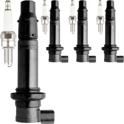 4x Ignition Coil & Spark Plugs Pack For 2002-2015 Yamaha FZS1 FZ1 YZF-R1 YZF-R6 - Image 1 of 4