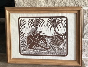 Dietrich Varez Vintage Woodblock Print Framed 1980 KA PAHU Signed The Drum - Picture 1 of 10