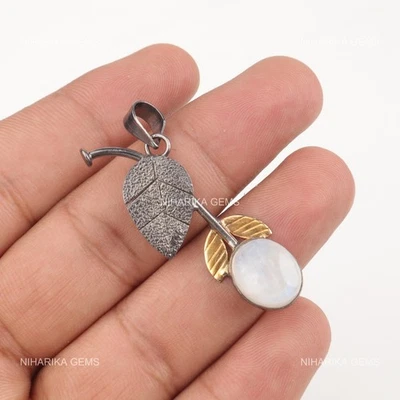 Ovale Pietra Lunare Arcobaleno Figlia Compleanno Boho Matrimonio Ciondolo 925 - Immagine 1 di 4