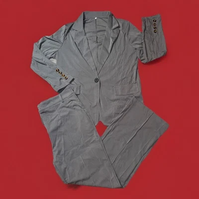 Gray Women's Suits Formal Business Ladies Office Work XL Coat Pant New 34x28 - Image 1 of 4