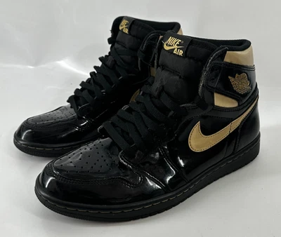 Nike Air Jordan 1 ретро высоты OG черный металлик золото чек 555088-032 - Изображение 1 из 4
