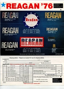 Reagan ’76 Campaign Buttons & Pins Order Form - Picture 1 of 4