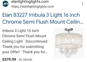 Elan Lighting - Imbuia - 3 Light Semi-Flush Mount Mint In Box, Opened to Check  - Picture 1 of 7