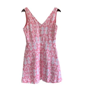 Abito donna GAP 100% lino rosa fantasia smanicato aderente e svasato taglia 8 tasche - Foto 1 di 12