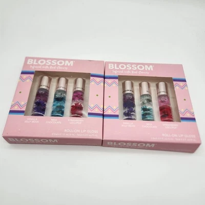 Lote de 2 paquetes de brillo de labios enrollable con flores reales Blossom infundido con flores reales Foto 1 de 3
