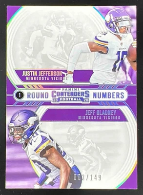 2020 Contenders Round Numbers SilverJustin Jefferson Jeff Gladney RC /149 - Image 1 of 2