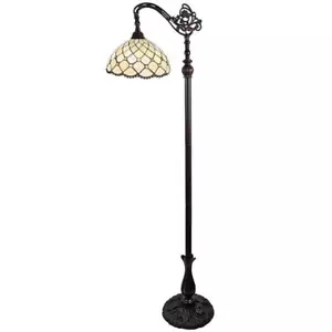 HomeRoots Floor Lamps 62" Metal Base Lantern Shape 60W Dimmable LED Brown+White - Picture 1 of 3