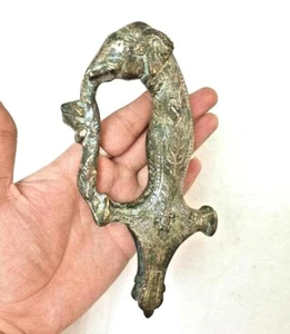 Vintage alte antike Elefant & Löwe Figur fein graviert selten Messing Schwert Griff - Bild 1 von 8