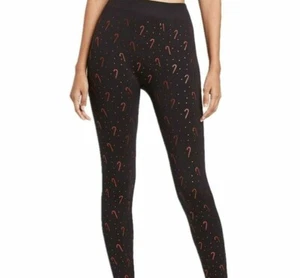 Women's Candy Cane Fleece Lined Seamless Leggings L/XL 12-16 Xmas Holiday - Picture 1 of 5