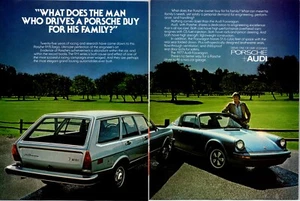 Porsche Audi 2 page 1977 Original Vintage Print Ad - Picture 1 of 1