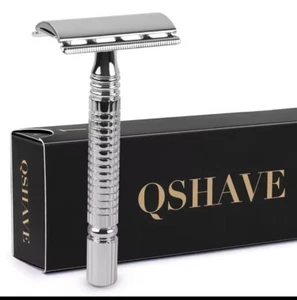 QSHAVE Adjustable Safety Razor Double Edge Classic Mens Shaving + 5 Blades - Picture 1 of 5