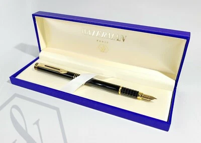 Pluma Estilográfica Waterman Exclusiva Laca Negra y Dorada Oro 18K Foto 1 de 4