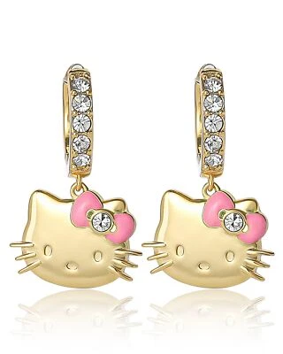 Pendientes Hello Kitty para Mujer con Cristales Pavé Licencia Oficial, Oro 18k... Foto 1 de 4